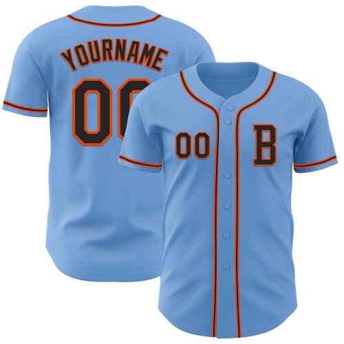 LightBlue0831_f1d3e1f5-f4ae-400b-9b2c-c2c649bbee6a Custom Light Blue Black-Orange Authentic Baseball Jersey