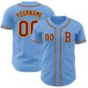 Custom Light Blue Crimson-Yellow Authentic Baseball Jersey