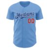 Custom Light Blue Red White-Royal Authentic Baseball Jersey