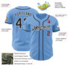 Custom Light Blue Black White-Red Authentic Baseball Jersey