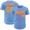 Custom Light Blue Yellow-Pink Authentic Baseball Jersey