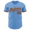 Custom Light Blue Black White-Orange Authentic Baseball Jersey