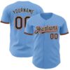Custom Light Blue Black White-Orange Authentic Baseball Jersey