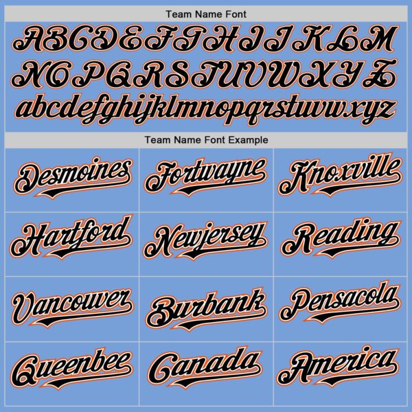 Custom Light Blue Black White-Orange Authentic Baseball Jersey