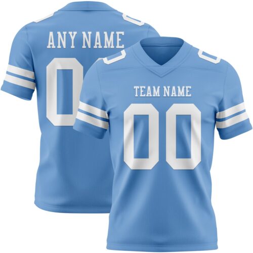 LightBlue0856 Custom Light Blue White Authentic Football Jersey