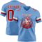 LightBlue0857-1 Custom Light Blue Red-White Authentic Football Jersey