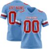 Custom Light Blue Red-White Authentic Football Jersey