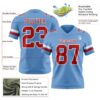 Custom Light Blue Red-White Authentic Football Jersey