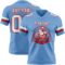 LightBlue0858-1 Custom Light Blue White-Red Authentic Football Jersey