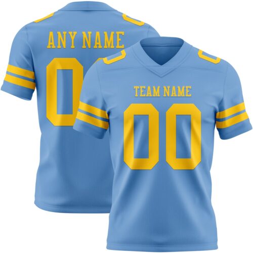 Custom Light Blue Yellow Authentic Football Jersey