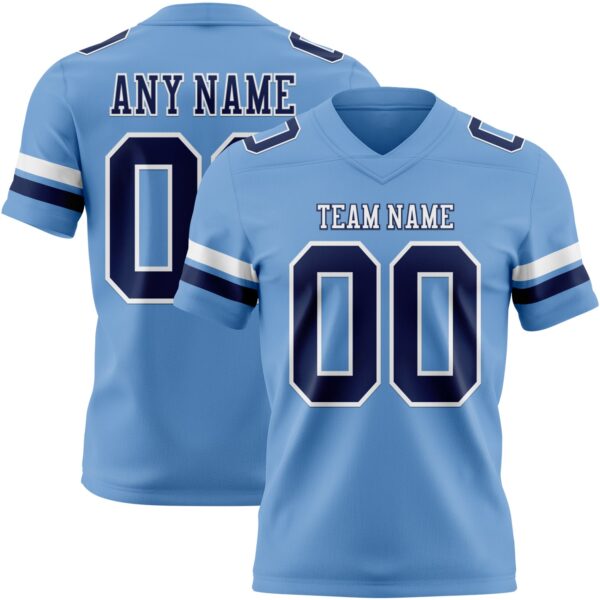 Custom Light Blue Navy-White Authentic Football Jersey