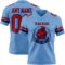 LightBlue0867-1 Custom Light Blue Red-Navy Authentic Football Jersey