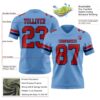 Custom Light Blue Red-Navy Authentic Football Jersey