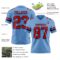 LightBlue0867-2 Custom Light Blue Red-Navy Authentic Football Jersey