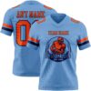Custom Light Blue Orange-Navy Authentic Football Jersey
