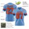 LightBlue0868-2 Custom Light Blue Orange-Navy Authentic Football Jersey