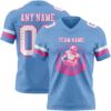 Custom Light Blue White-Pink Authentic Football Jersey