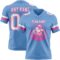 LightBlue0877-1 Custom Light Blue White-Pink Authentic Football Jersey