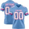 Custom Light Blue White-Pink Authentic Football Jersey