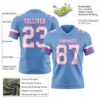 Custom Light Blue White-Pink Authentic Football Jersey