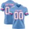 LightBlue0877 Custom Light Blue White-Pink Authentic Football Jersey