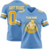 Custom Light Blue Gold-White Authentic Football Jersey