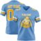LightBlue0878-1 Custom Light Blue Gold-White Authentic Football Jersey
