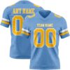 Custom Light Blue Gold-White Authentic Football Jersey