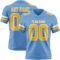 LightBlue0878 Custom Light Blue Gold-White Authentic Football Jersey