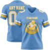 Custom Light Blue White-Gold Authentic Football Jersey