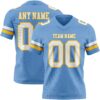 Custom Light Blue White-Gold Authentic Football Jersey