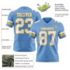 Custom Light Blue White-Gold Authentic Football Jersey