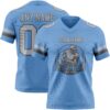 Custom Light Blue Gray-Steel Gray Authentic Football Jersey