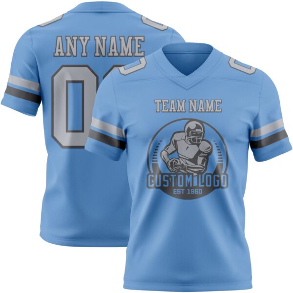 Custom Light Blue Gray-Steel Gray Authentic Football Jersey