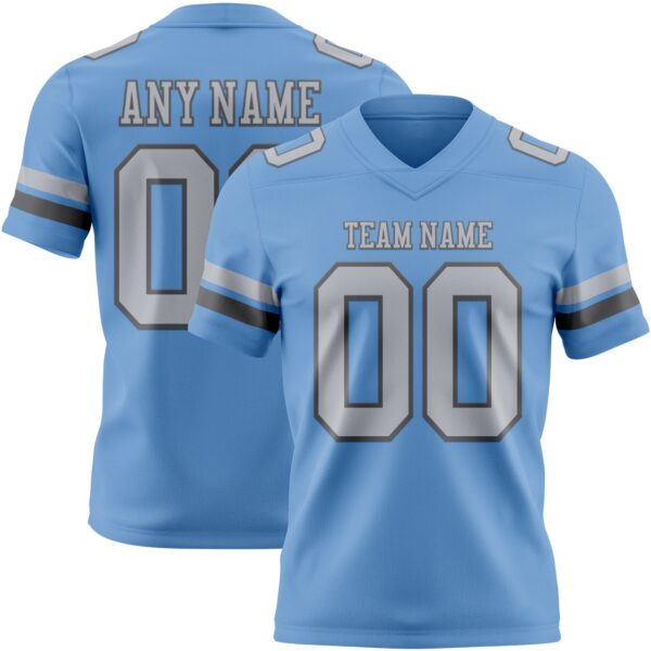 Custom Light Blue Gray-Steel Gray Authentic Football Jersey