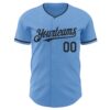 Custom Light Blue Black Authentic Baseball Jersey