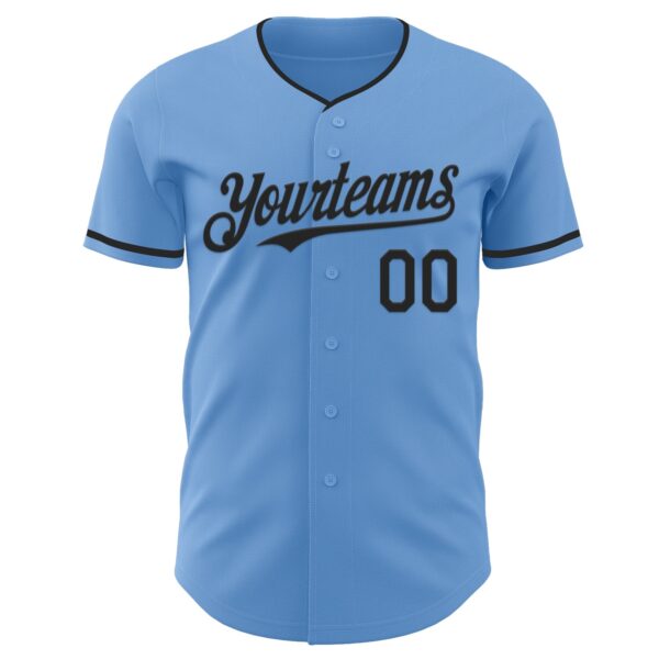 Custom Light Blue Black Authentic Baseball Jersey