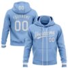 Custom Stitched Light Blue White Baseball Pullover Sweatshirt Hoodie