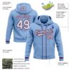 Custom Stitched Light Blue White Royal-Red Baseball Pullover Sweatshirt Hoodie
