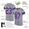 Custom Light Gray Purple-Black Mesh Authentic Football Jersey