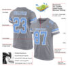 Custom Light Gray Light Blue-White Mesh Authentic Football Jersey
