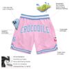 Custom Light Pink Light Blue-White Authentic Throwback Basketball Shorts