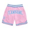 Custom Light Pink Light Blue-White Authentic Throwback Basketball Shorts