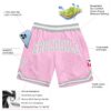 Custom Light Pink Gray-White Authentic Throwback Basketball Shorts