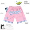 Custom Light Pink Light Blue-White Authentic Throwback Basketball Shorts