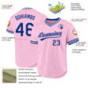 Custom Light Pink Royal-White Authentic Throwback Baseball Jersey