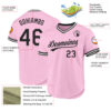 Custom Light Pink Black-White Authentic Throwback Baseball Jersey