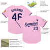 Custom Light Pink Navy Mesh Authentic Throwback Baseball Jersey