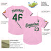 Custom Light Pink Green Mesh Authentic Throwback Baseball Jersey