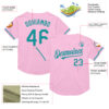 Custom Light Pink Teal Mesh Authentic Throwback Baseball Jersey